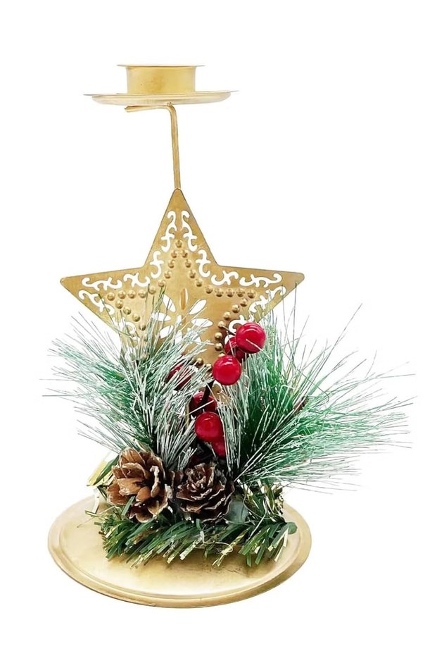 Christmas Candle Holder Candlestick Holder Candle Stick Holder Pentagram and Pine Cone Christmas Decoration Tree Pine Gift for Table Centerpiece Festive Ornaments Mantel Home Party Thanksgiving
