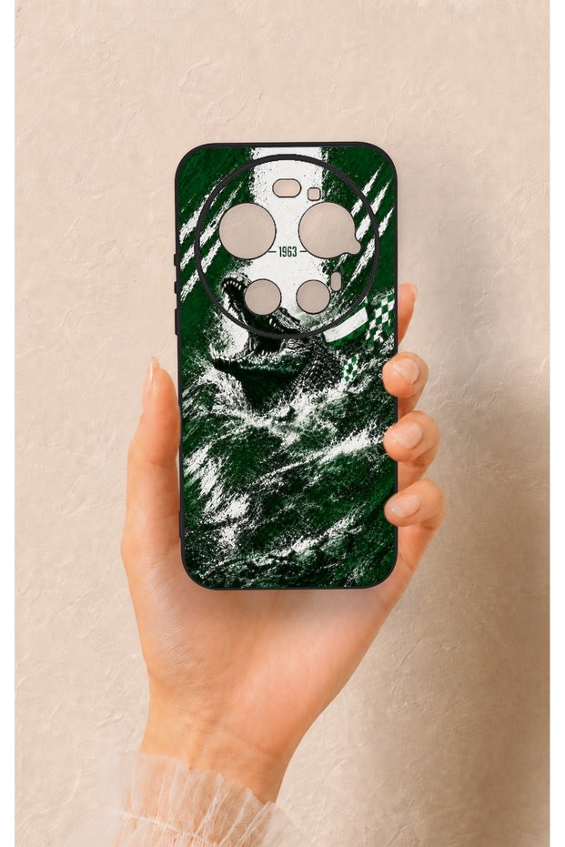 Mi 17 Ultra Compatible Green Crocodile-Themed Patterned Silicone Case.