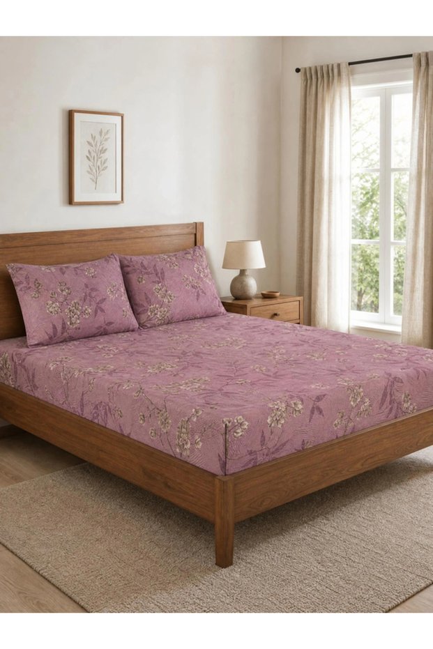 3-Piece Printed Queen Size Bedsheet with Pillow Covers