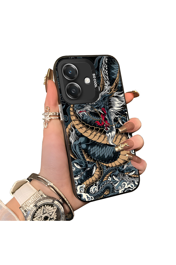 OPPO A3 5G-Compatible Silicone Hard-Edge Back Case with Dragon Pattern—Cute Couple Phone Case