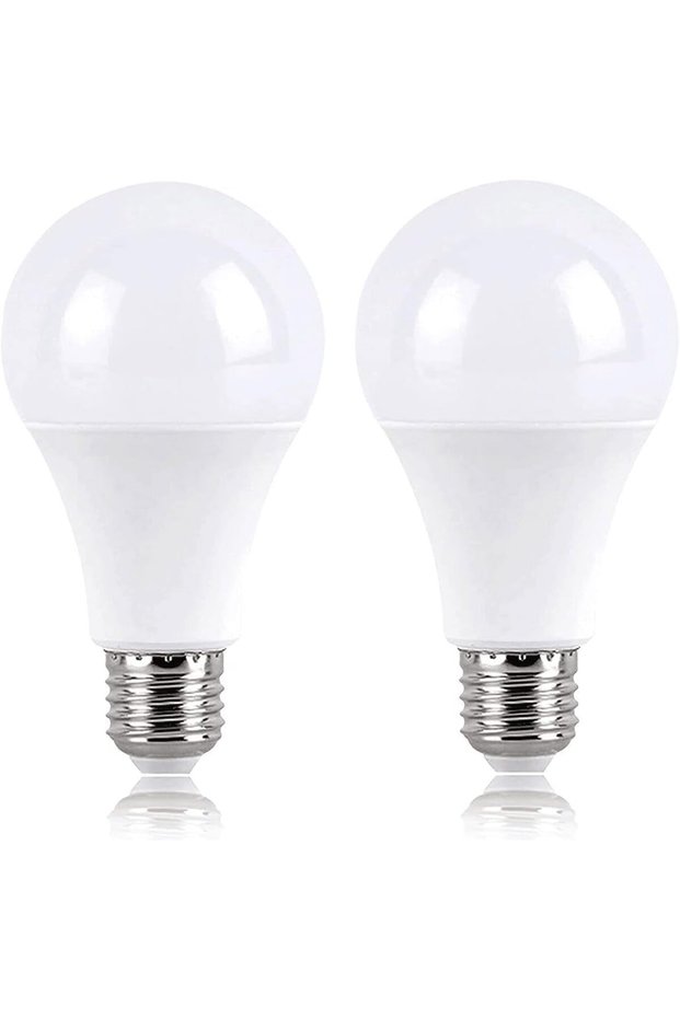 لمبة إضاءة LED بقوة 12 واط، غير قابلة للتعتيم، قاعدة E27، ضمان لمدة سنة واحدة. (2، أبيض)