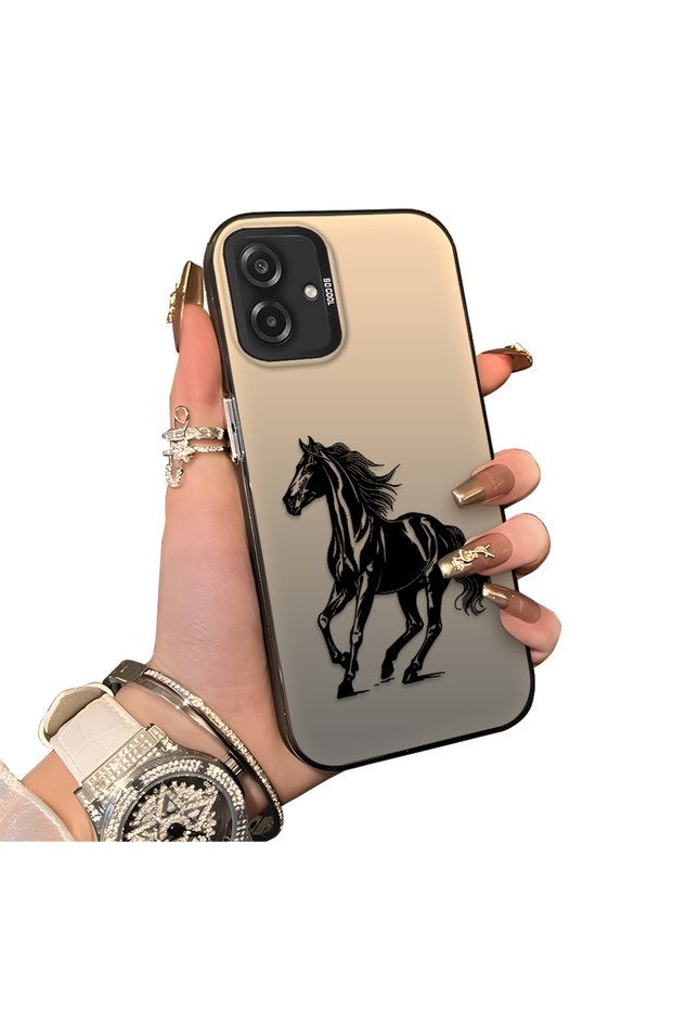 Samsung Galaxy A07 Compatible Silicone Hard-Edge Back Case with Patterned "Lovers" Design Phone Case