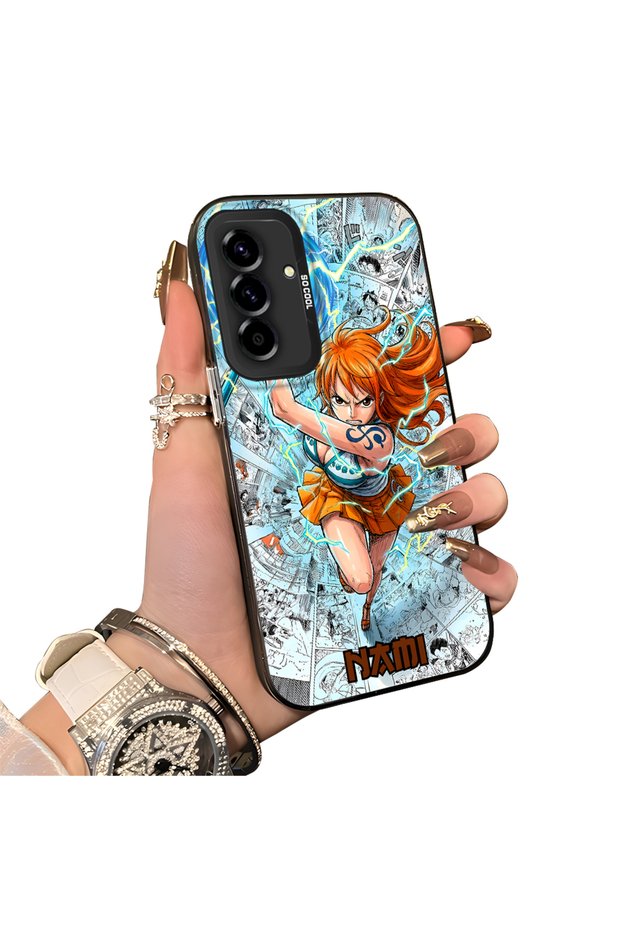 Samsung Galaxy A36 5G Compatible Silicone Hard-Edge Back Case with Nami Pattern—Romantic Couple Phone Case