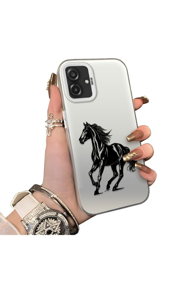Samsung Galaxy A07 Compatible Silicone Hard-Edge Back Case with Patterned "Lovers" Design Phone Case