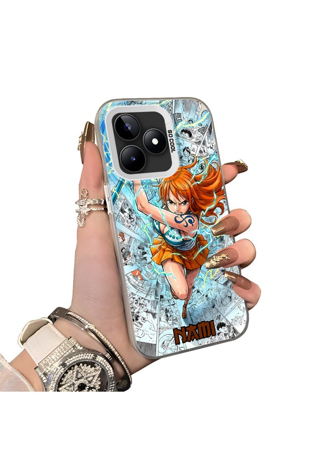 Realme Note 50 Compatible Silicone Edge-to-Edge Hard Back Case with Nami Pattern—Lovers' Phone Case