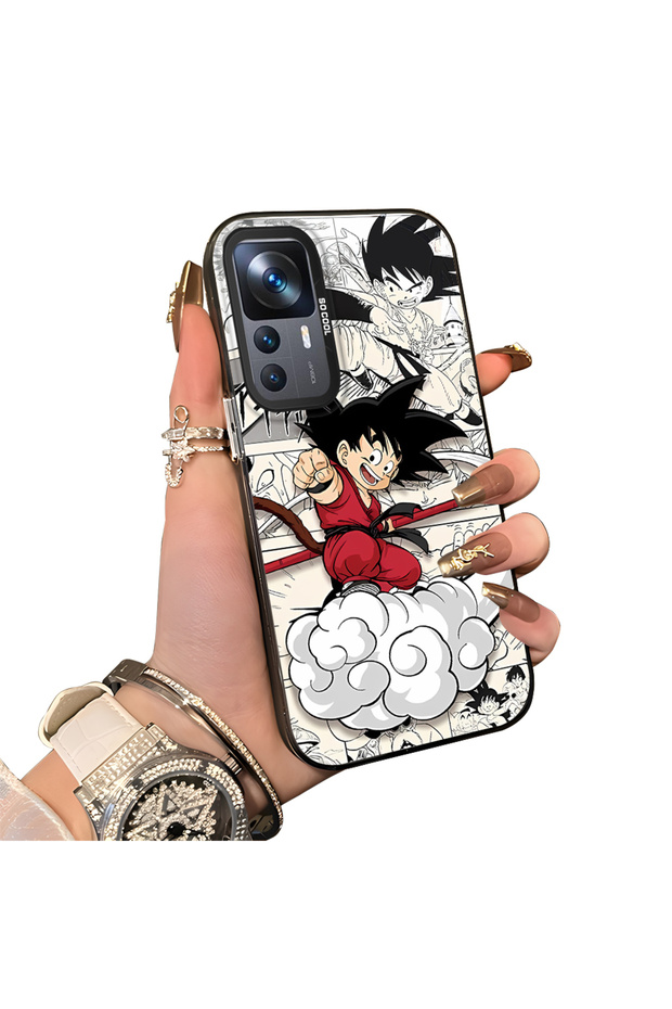 Mi 12T Pro Compatible Silicone Edge-to-Edge Hard Back Case with Goku Design—Romantic Couple Phone Case