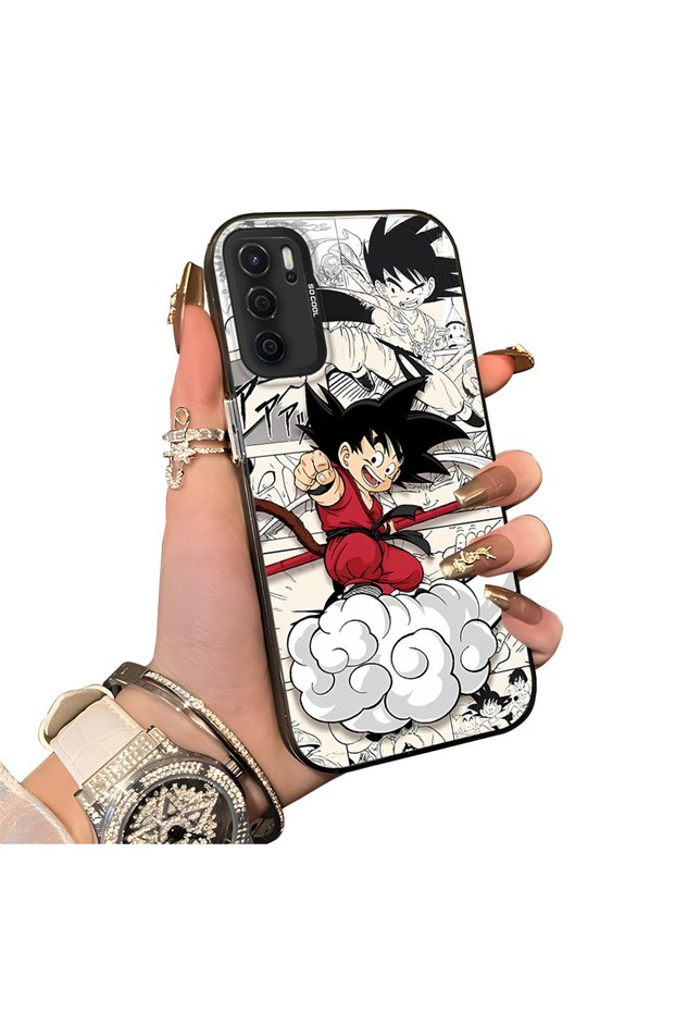 OPPO A55 5G-Compatible Silicone Hard-Edge Back Case with Goku Design—Romantic Couple Phone Case