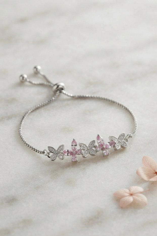 Modal Silver-Colored Zircon-Studded Adjustable Women's Bracelet TJ-BB8915