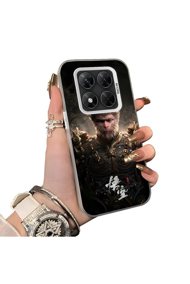 Poco X7 Compatible Silicone Edge-to-Edge Hard Back Case with Wukong Design—Romantic Couple Phone Case