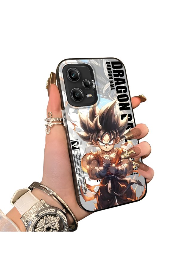 Redmi Note 12 Pro 5G Compatible Silicone Hard-Edge Back Case with Dragon Ball Design—Couple's Phone Case