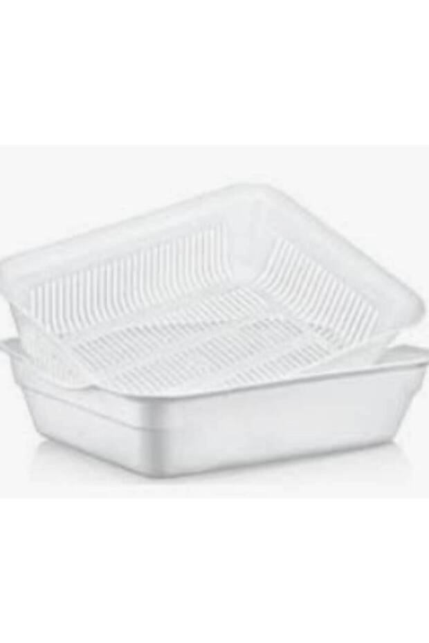 Rectangular White Colander for Vegetables and Fruit, No. 2 - Bo743