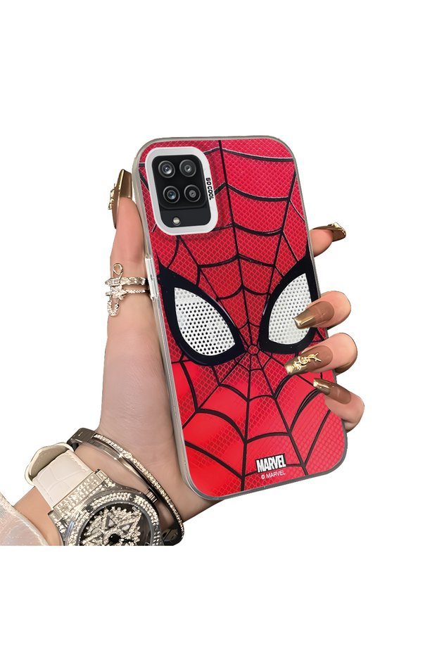 Samsung Galaxy A12 Compatible Silicone Hard-Edge Back Case with Spider-Man Design—Romantic Couple Phone Case
