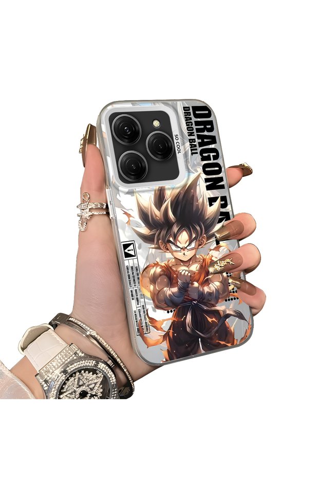Tecno Spark 20 Pro Compatible Silicone Hard-Edge Back Case with Dragon Ball Design—Cute Couple Phone Case
