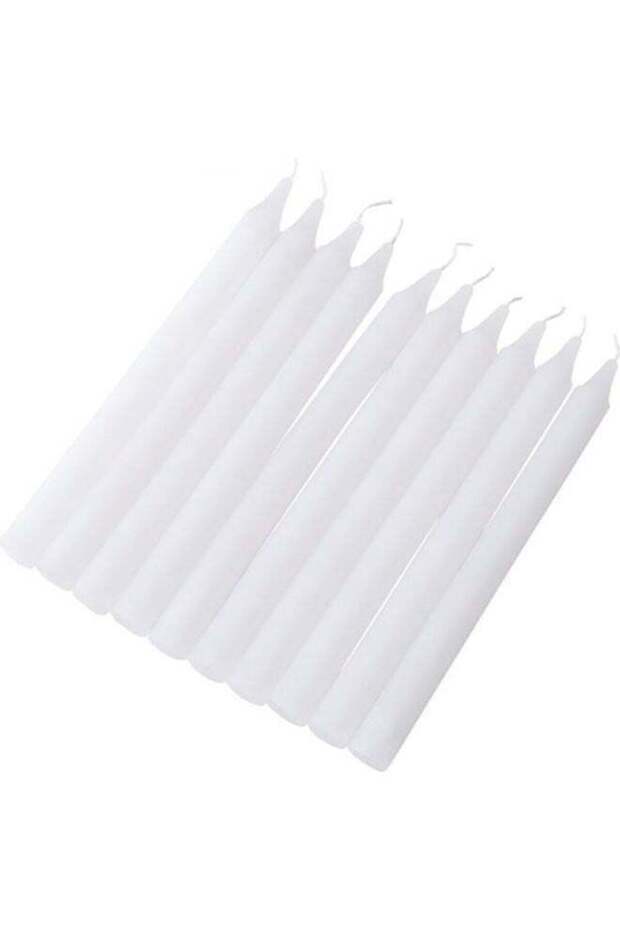 10-Piece Unscented Straight Taper Candle White