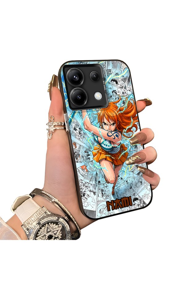 Poco X6 5G Compatible Silicone Hard-Edge Back Case with Nami Pattern—Romantic Couple Phone Case