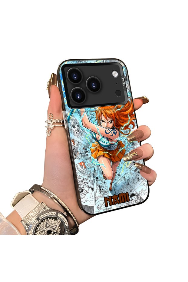 iPhone 18 Pro Compatible Silicone Edge-to-Edge Hard Back Case with Nami Pattern—Couple's Phone Case