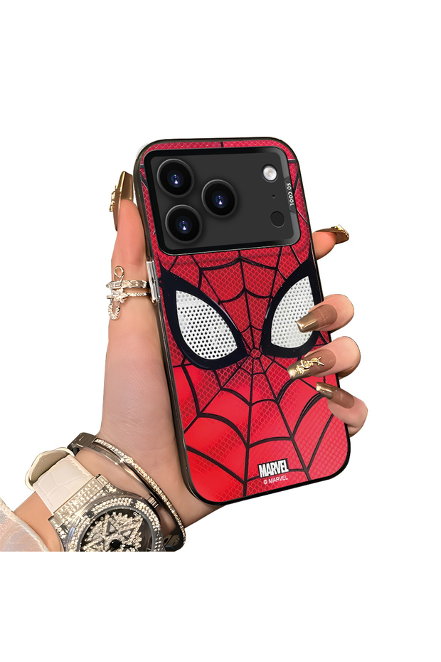 iPhone 18 Pro-Compatible Silicone Hard-Edge Back Case with Spider-Man Design—Couple's Phone Case