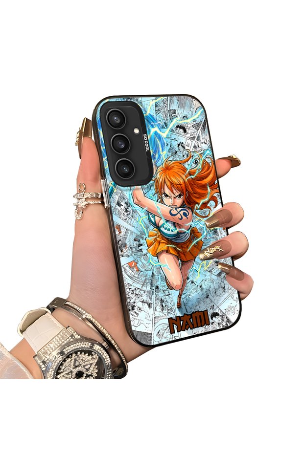 Samsung Galaxy S23 Fe Compatible Silicone Hard-Edge Back Case with "Nami" Pattern—Romantic Couple Phone Case