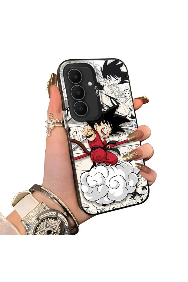 Samsung Galaxy S25 FE Compatible Silicone Hard-Edge Back Case with Goku Design—Romantic Couple Phone Case