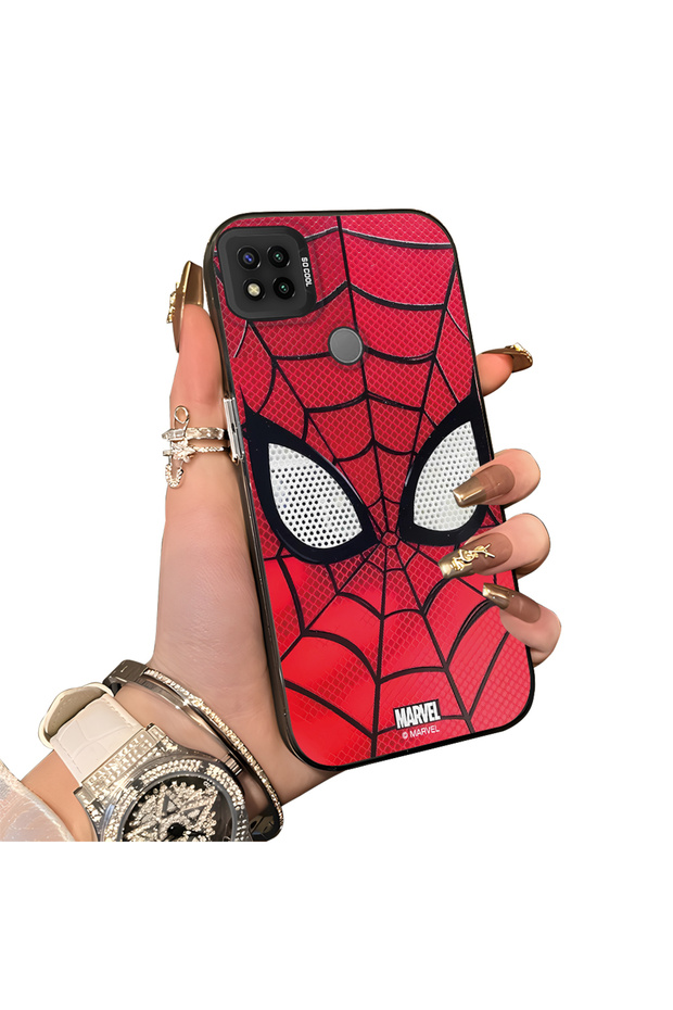 Redmi 10A Compatible Silicone Hard-Edge Back Case with Spider-Man Design—Couple's Phone Case