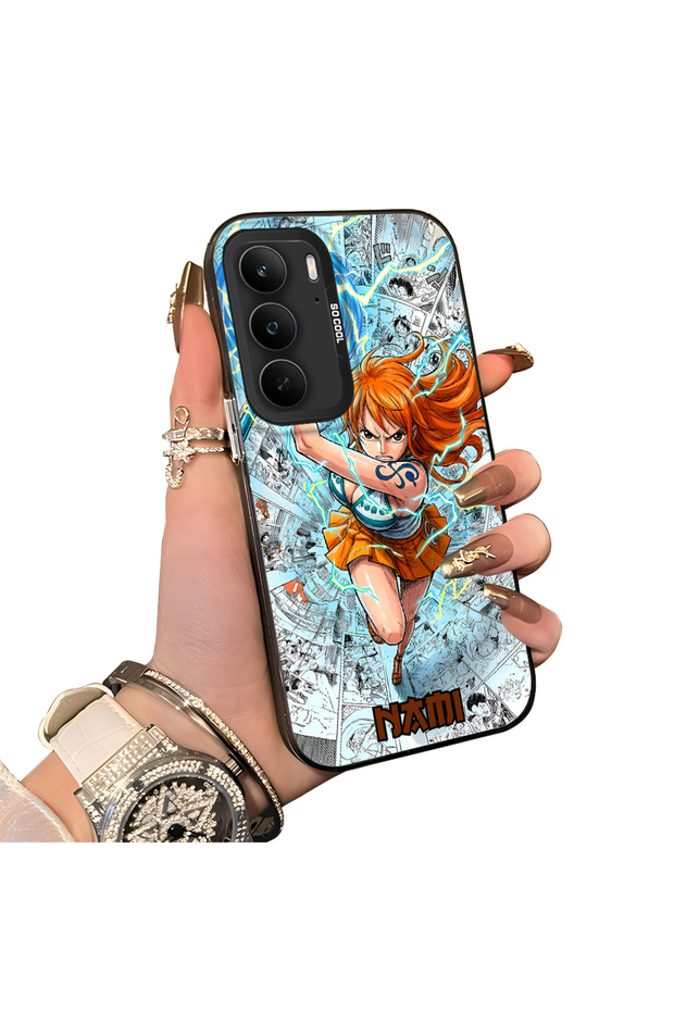 Realme C75 Compatible Silicone Hard-Edge Back Case with Nami Pattern—Romantic Couple Phone Case