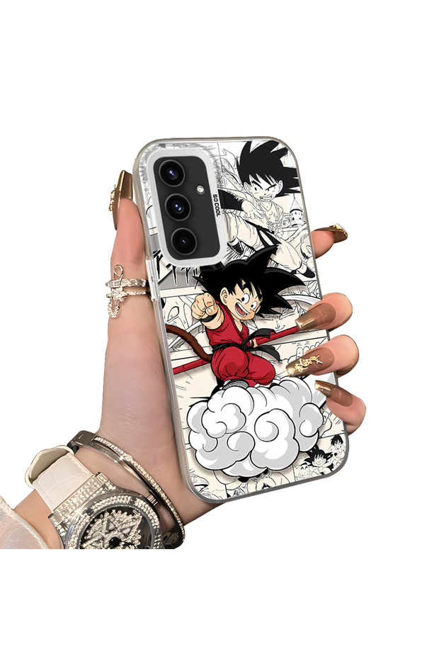 Samsung Galaxy A54 Compatible Silicone Edge-to-Edge Hard Back Case with Goku Design—Romantic Couple Phone Case