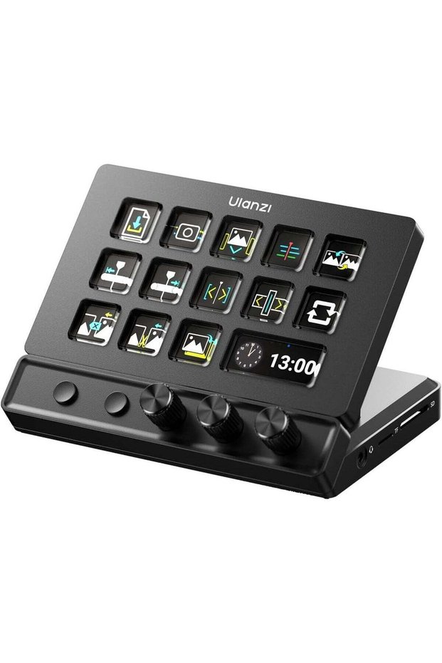 جهاز تحكم D200X مع 3 أزرار، ولوحة مفاتيح ماكرو بشاشة LCD قابلة للتخصيص تحتوي على 14 زرًا، و8 وظائف في جهاز واحد عبر منفذ USB-C.