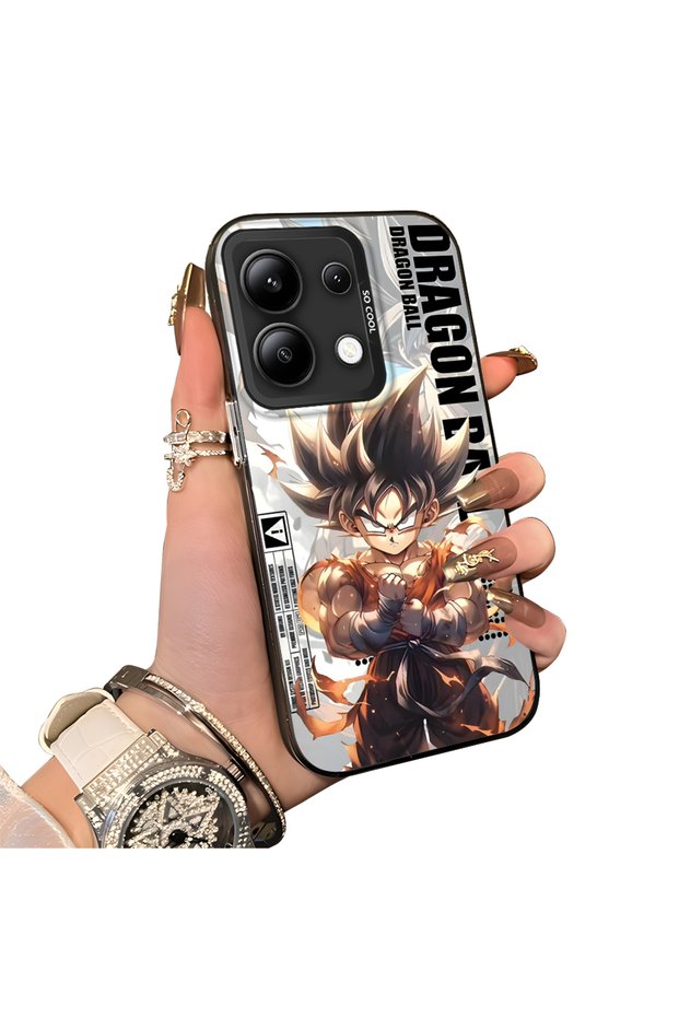 Redmi Note 13 Compatible Silicone Hard-Edge Back Case with Dragon Ball Design—Cute Couple Phone Case