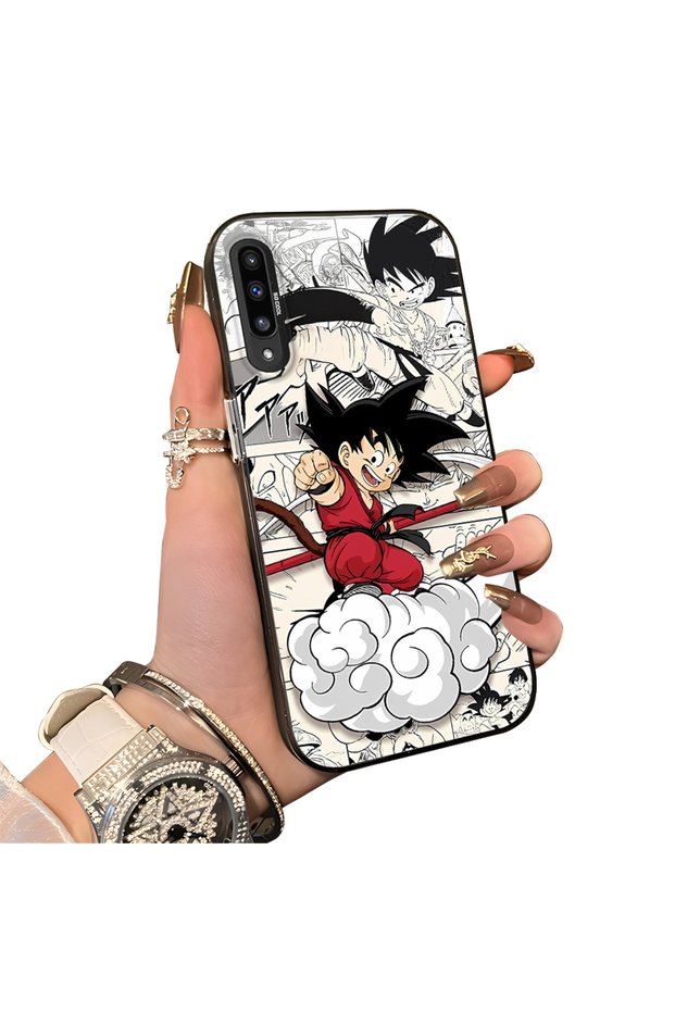 Samsung Galaxy A50 Compatible Silicone Hard-Edge Back Case with Goku Design—Romantic Couple Phone Case