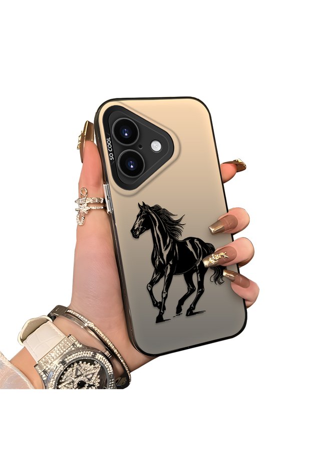 iPhone 17-Compatible Silicone Hard-Edge Back Case with Patterned "Lovers" Design Phone Case