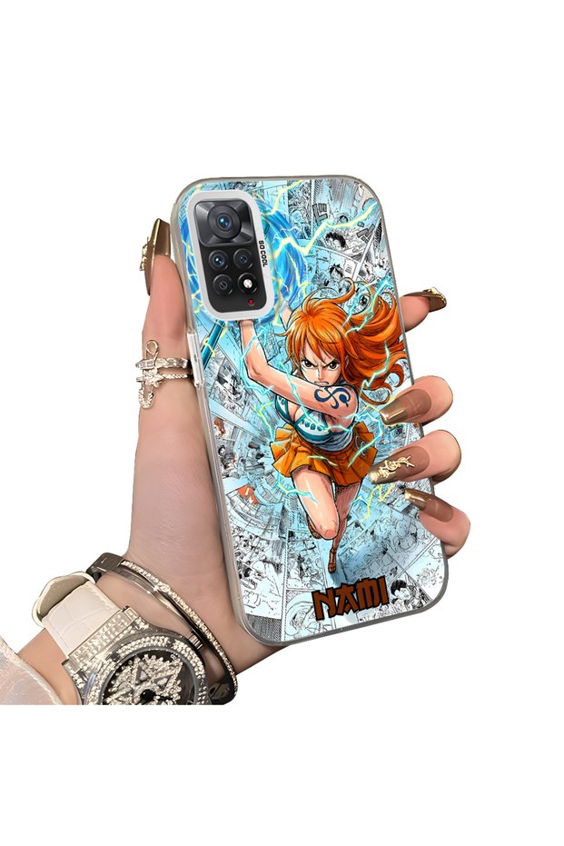 Redmi Note 11 Pro Compatible Silicone Hard-Edge Back Case with "Nami" Pattern—Lovers' Phone Case
