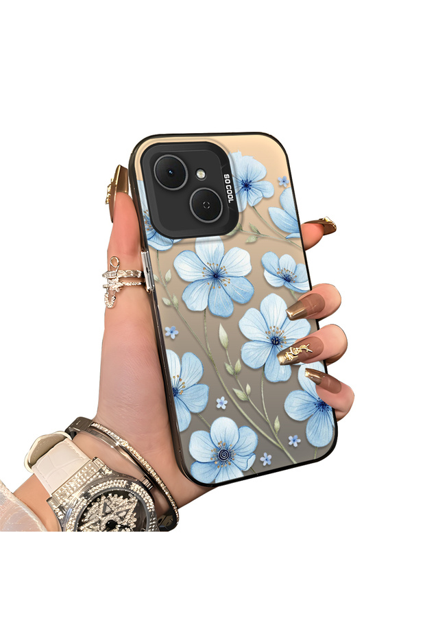 Tecno Spark 40C Compatible Silicone Hard-Edge Back Case with Floral Print—Romantic Couple Phone Case
