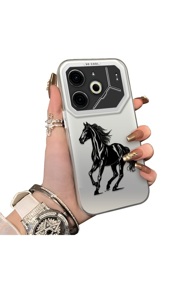 Tecno Pova 6 Compatible Silicone Edge Hard Back Case with Patterned "Loving Couple" Phone Case