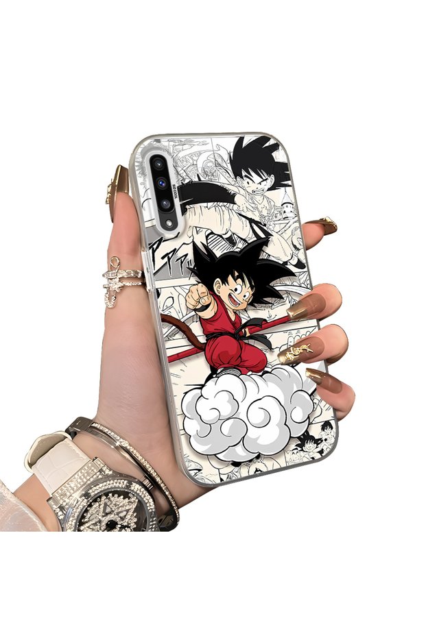 Samsung Galaxy A50 Compatible Silicone Hard-Edge Back Case with Goku Design—Romantic Couple Phone Case