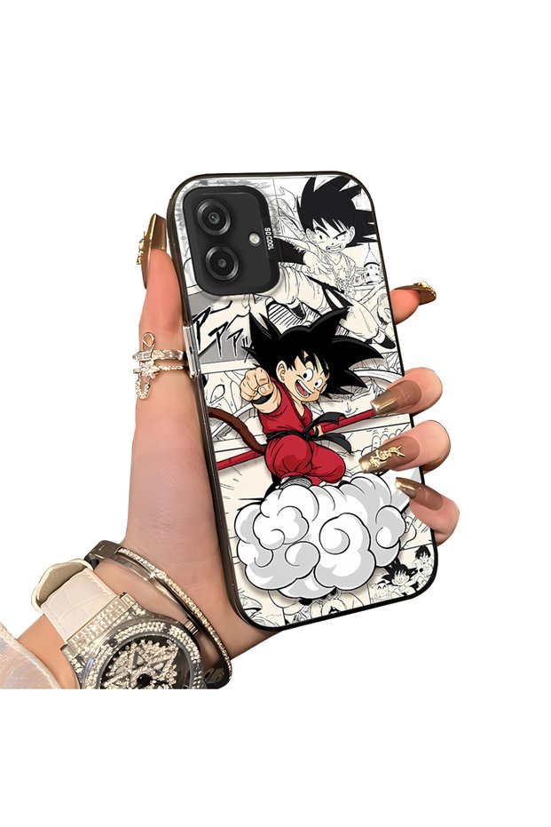 Samsung Galaxy A07 Compatible Silicone Edge-to-Edge Hard Back Case with Goku Design—Romantic Couple Phone Case