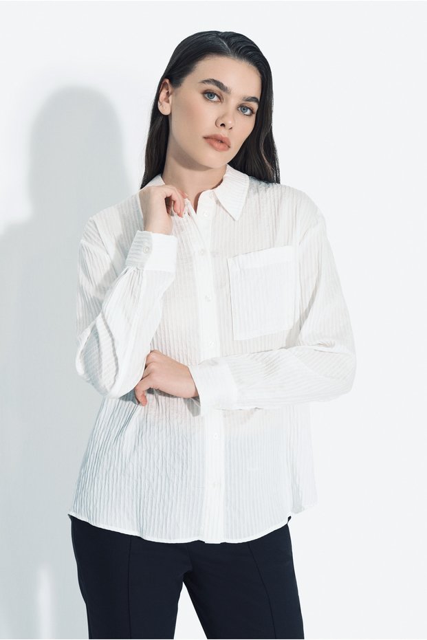 Textured Shirt with Pocket Detail