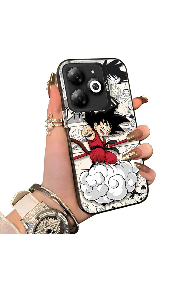 Tecno Spark 20C Compatible Silicone Edge-to-Edge Hard Back Case with Goku Design—Couple's Phone Case