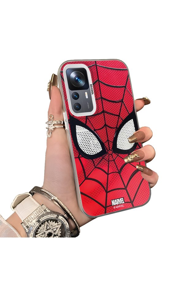 Mi 12T Pro Compatible Silicone Hard-Edge Back Case with Spider-Man Design—Couple's Phone Case
