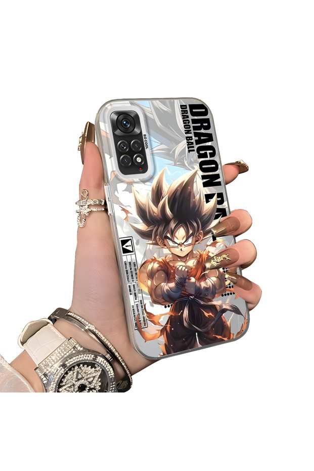 Redmi Note 11 Compatible Silicone Hard-Edge Back Case with Dragon Ball Design—Cute Couple Phone Case
