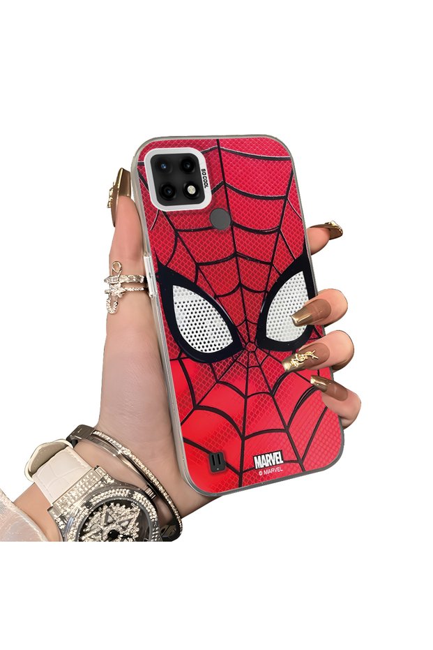 Realme C21 Compatible Silicone Hard-Edge Back Case with Spider-Man Design—Romantic Couple Phone Case