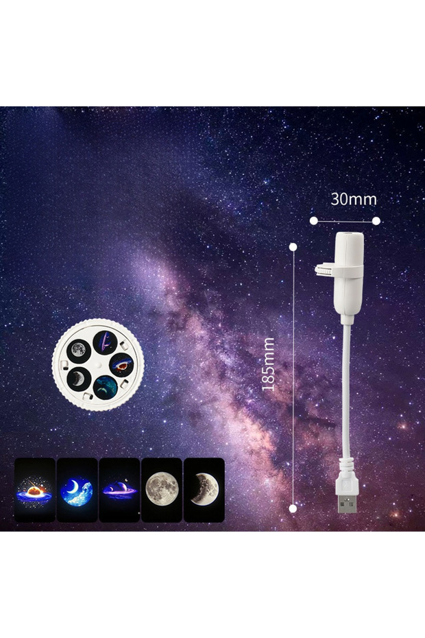 5 تصاميم، عبوة واحدة، مصباح سماء مرصعة بالنجوم، يعمل بمنفذ USB، 360 درجة ° ضوء ليلي دوار للغرفة بتصميم إبداعي LE