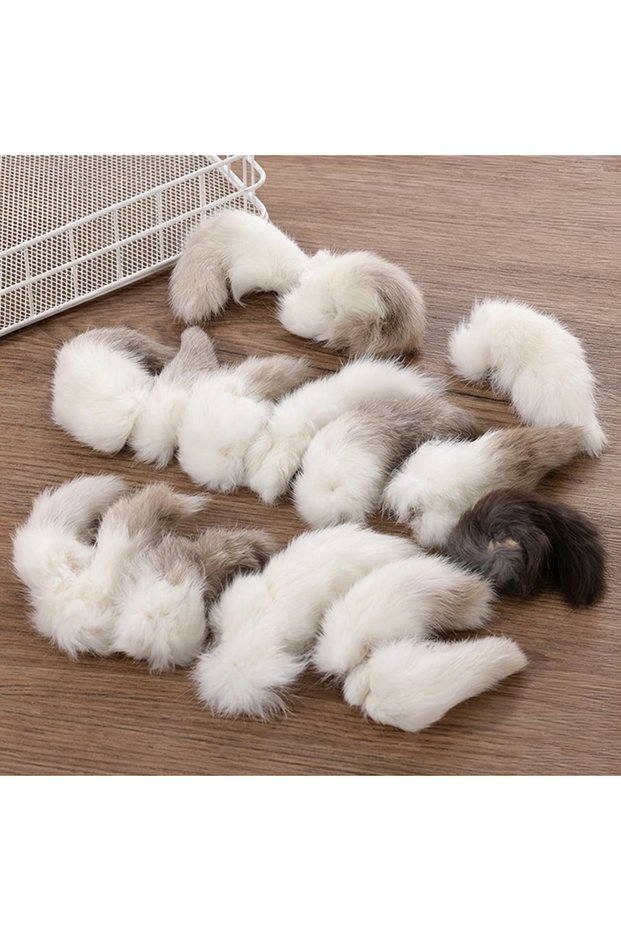 Random Colors-2Pcs 2Pcs Natural Rabbit Tail Cat Toy, Scented Plush Chew Toy For Indoor Cats Enrichme