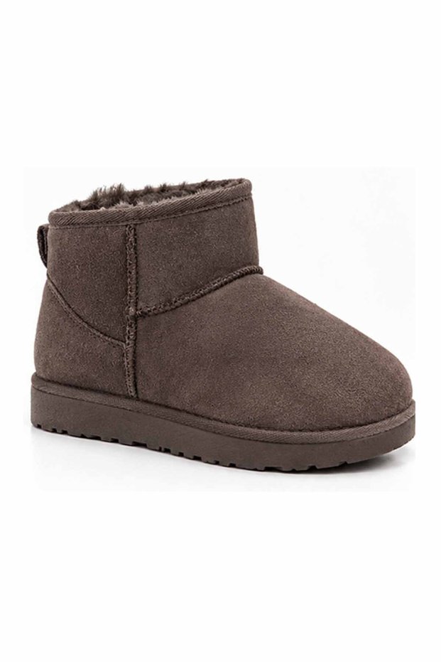 Women's Brown Winter Boots with Fur Lining and Warm Lined Design, Suede-Look Casual Boots