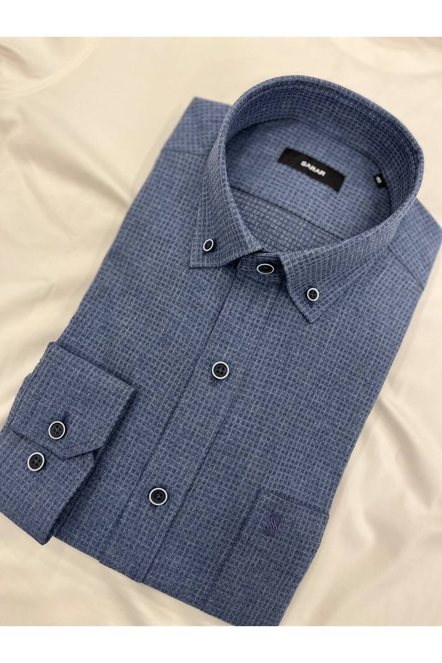 Woven Fabric, Regular Fit, Classic Plaid Patterned Shirt.
