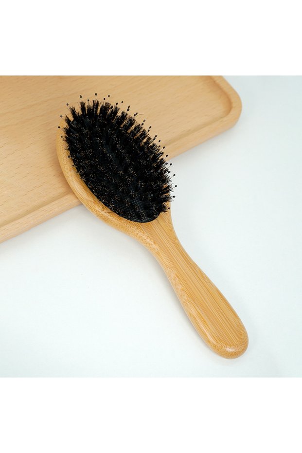 Wood3 Natural Bamboo Comb Boar Bristle Hair Brush Portable Wooden Air Cushion Comb Scalp Detangler H