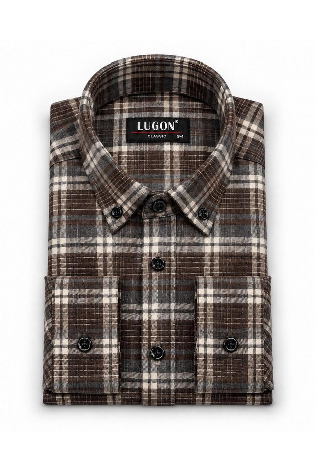Lugon Double-Pocket Winter Cashmere Men's Shirt