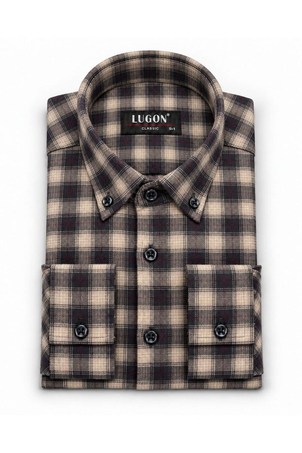 Lugon Double-Pocket Winter Cashmere Men's Shirt