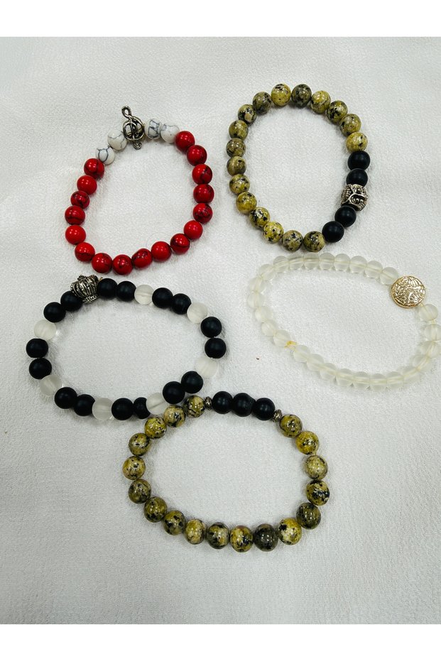 Genuine Natural Stone Bracelet Set of 5 (Assorted)