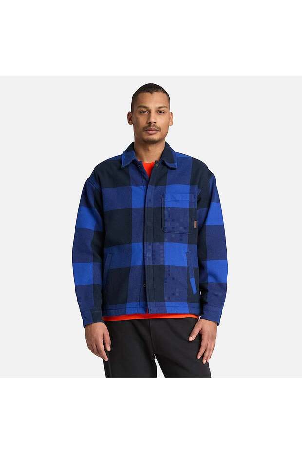 Fleece-Lined Checkered Overshirt for Men
