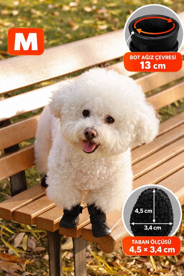 Rainy Day Medium Dog Rain Boots, 4-Pack, Black, for Small and Medium-Sized Dogs